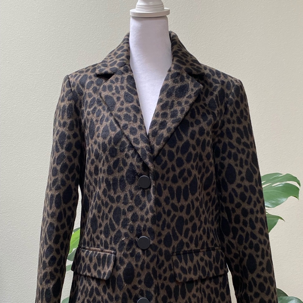 LAUNDRY by Shelli Segal LEOPARD PRINT Walker Coat | Wool-Blend Size M NWT